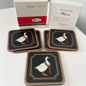 SET of 6 Pimpernel Holiday Geese Coaster Set